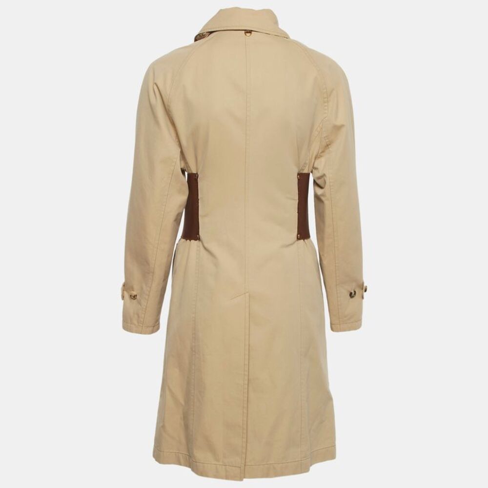 Burberry Beige Gabardine Belt Detail Trench Coat M - Picture 2 of 6